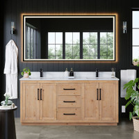 Altair Cicero 72" Double Bathroom Vanity in Light Brown with Engineered Stone Countertop Altair Cicero 72" Double Bathroom Vanity in Light Brown with Engineered Stone Countertop