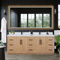 Altair Cicero 84" Double Bathroom Vanity in Light Brown with Engineered Stone Countertop Altair Cicero 84" Double Bathroom Vanity in Light Brown with Engineered Stone Countertop