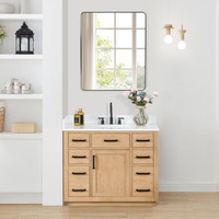 Altair Gavino 42" Single Bathroom Vanity with Grain White Engineered Stone Countertop Altair Gavino 42" Single Bathroom Vanity with Grain White Engineered Stone Countertop
