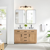 Altair Gavino 54" Double Bathroom Vanity with Grain White Engineered Stone Countertop Altair Gavino 54" Double Bathroom Vanity with Grain White Engineered Stone Countertop