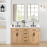 Altair Gavino 60" Double Bathroom Vanity with Grain White Composite Stone Countertop Altair Gavino 60" Double Bathroom Vanity with Grain White Composite Stone Countertop