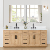Altair Gavino 84" Double Bathroom Vanity with Grain White Engineered Stone Countertop Altair Gavino 84" Double Bathroom Vanity with Grain White Engineered Stone Countertop