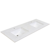 Altair Salerno Double Sink Bathroom Vanity Countertop in Aosta White Altair Salerno Double Sink Bathroom Vanity Countertop in Aosta White