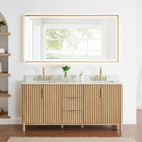 Altair Sierra 72" Double Bathroom Vanity in Washed Light Brown with Engineered Stone Countertop Altair Sierra 72" Double Bathroom Vanity in Washed Light Brown with Engineered Stone Countertop