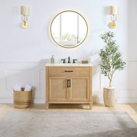 Altair Solana 36" Single Bathroom Vanity in Weathered Fir with Calacatta White Quartz Countertop Altair Solana 36" Single Bathroom Vanity in Weathered Fir with Calacatta White Quartz Countertop