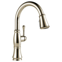 Delta Cassidy Pull-Down Kitchen Faucet with Magnetic Docking Spray Head and ShieldSpray - Includes Lifetime Warranty - Lumicoat Polished Nickel