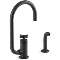 Kohler Billet 1.5 GPM Single Hole Kitchen Faucet - Includes Side Spray and Single Cross Handle - Matte Black Kohler Billet 1.5 GPM Single Hole Kitchen Faucet - Includes Side Spray and Single Cross Handle - Matte Black