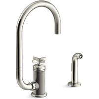 Kohler Billet 1.5 GPM Single Hole Kitchen Faucet - Includes Side Spray and Single Cross Handle - Vibrant Polished Nickel Kohler Billet 1.5 GPM Single Hole Kitchen Faucet - Includes Side Spray and Single Cross Handle - Vibrant Polished Nickel