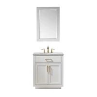 Altair Ivy 30" Free Standing Single Basin Vanity Set with Cabinet, Marble Vanity Top, and Framed Mirror