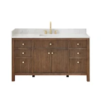 Altair Cerrito 60" Free Standing Single Basin Vanity Set with Cabinet and Engineered Stone Vanity Top