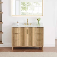 Altair Sierra 48" Free Standing Single Basin Vanity Set with Cabinet and Engineered Stone Vanity Top
