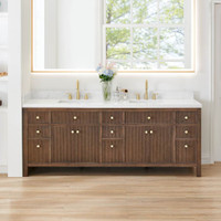 Altair Cerrito 84" Free Standing Double Basin Vanity Set with Cabinet and Engineered Stone Vanity Top