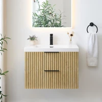 Altair Livia 30" Wall Mounted Single Basin Vanity Set with Cabinet and Engineered Stone Vanity Top