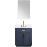 Altair Gavino 30" Free Standing Single Basin Vanity Set with Cabinet, Engineered Stone Vanity Top, and Framed Mirror