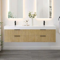 Altair Livia 72" Wall Mounted Double Basin Vanity Set with Cabinet and Engineered Stone Vanity Top