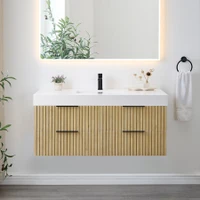Altair Livia 48" Wall Mounted Single Basin Vanity Set with Cabinet and Engineered Stone Vanity Top