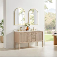 Altair Blaise 60" Free Standing or Wall Mounted Double Basin Vanity Set with Cabinet and Engineered Stone Vanity Top