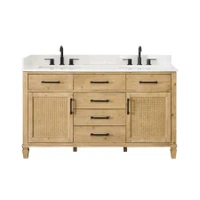 Altair Salome 60" Free Standing Double Basin Vanity Set with Cabinet and Engineered Stone Vanity Top