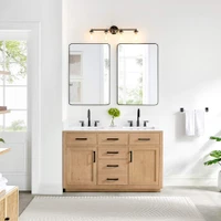Altair Gavino 54" Free Standing Double Basin Vanity Set with Cabinet, Engineered Stone Vanity Top, and Framed Mirror