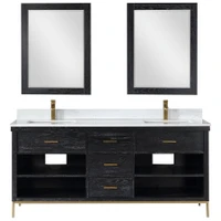 Altair Kesia 72" Free Standing Double Basin Vanity Set with Cabinet, Stone Composite Vanity Top, and Framed Mirror