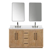 Altair Bellavia 60" Free Standing Double Basin Vanity Set with Cabinet, Engineered Stone Vanity Top, and Framed Mirror
