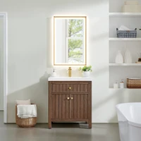 Altair Cerrito 30" Free Standing Single Basin Vanity Set with Cabinet, Engineered Stone Vanity Top, and Framed Mirror