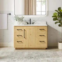 Altair Serene 48" Free Standing Single Basin Vanity Set with Cabinet, Engineered Stone Vanity Top, and Framed Mirror