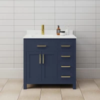 Wyndham Collection Beckett 36" Free Standing Single Basin Vanity Set with Cabinet and Cultured Marble Vanity Top