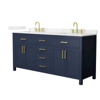 Wyndham Collection Beckett 72" Free Standing Double Basin Vanity Set with Cabinet and Quartz Vanity Top for Widespread Faucets