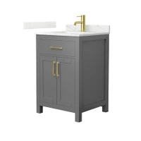 Wyndham Collection Beckett 24" Free Standing Single Basin Vanity Set with Cabinet and Quartz Vanity Top for Single Hole Faucets