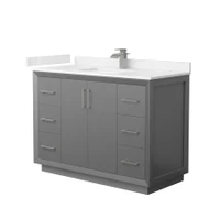 Wyndham Collection Strada 48" Free Standing Single Basin Vanity Set with Cabinet and Cultured Marble Vanity Top
