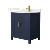 Wyndham Collection Beckett 30" Free Standing Single Basin Vanity Set with Cabinet and Quartz Vanity Top for Single Hole Faucets