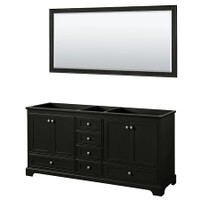 Wyndham Collection Deborah 71" Free Standing Double Wood Vanity Cabinet Only with Mirror - Less Vanity Top