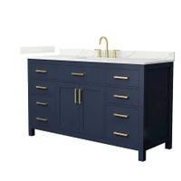 Wyndham Collection Beckett 60" Free Standing Single Basin Vanity Set with Cabinet and Quartz Vanity Top for Widespread Faucets