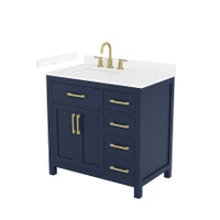 Wyndham Collection Beckett 36" Free Standing Single Basin Vanity Set with Cabinet and Cultured Marble Vanity Top for Widespread Faucets