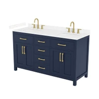 Wyndham Collection Beckett 60" Free Standing Double Basin Vanity Set with Cabinet and Cultured Marble Vanity Top for Widespread Faucets