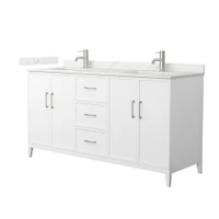 Wyndham Collection Elan 66" Free Standing Double Basin Vanity Set with Cabinet and Quartz Vanity Top