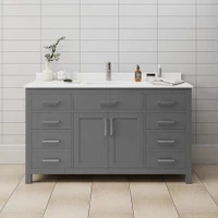 Wyndham Collection Beckett 60" Free Standing Single Basin Vanity Set with Wood Cabinet and Cultured Marble Vanity Top