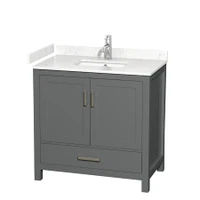 Wyndham Collection Sheffield 36" Free Standing Single Basin Vanity Set with Cabinet and Cultured Marble Vanity Top