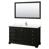 Wyndham Collection Deborah 60" Free Standing Single Basin Vanity Set with Cultured Marble Vanity Top and Framed Mirror