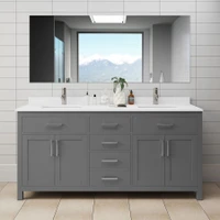 Wyndham Collection Beckett 72" Free Standing Double Basin Vanity Set with Wood Cabinet and Cultured Marble Vanity Top