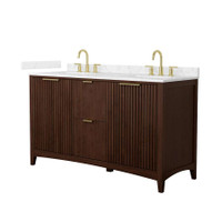 Wyndham Collection Palmilla 60" Free Standing Double Basin Vanity Set with Cabinet and Cultured Marble Vanity Top