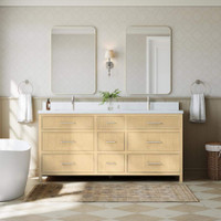 Wyndham Collection Isola 72" Free Standing Double Basin Vanity Set with Cabinet and Quartz Vanity Top