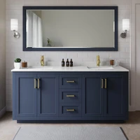 Wyndham Collection Miranda 72" Free Standing Double Basin Vanity Set with Cabinet, Cultured Marble Vanity Top, and Framed Mirror