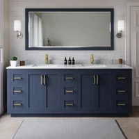 Wyndham Collection Miranda 84" Free Standing Double Basin Vanity Set with Cabinet, Marble Vanity Top, and Framed Mirror