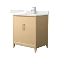 Wyndham Collection Janna 30" Free Standing Single Basin Vanity Set with Cabinet and Quartz Vanity Top