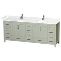 Wyndham Collection Sheffield 84" Free Standing Double Basin Vanity Set with Cabinet and Cultured Marble Vanity Top