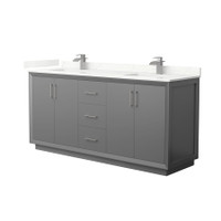 Wyndham Collection Strada 72" Free Standing Double Basin Vanity Set with Cabinet and Quartz Vanity Top