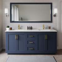 Wyndham Collection Miranda 72" Free Standing Double Basin Vanity Set with Cabinet and Cultured Marble Vanity Top