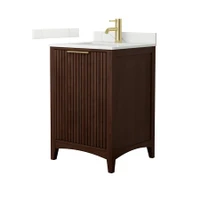 Wyndham Collection Palmilla 24" Free Standing Single Basin Vanity Set with Cabinet and Quartz Vanity Top